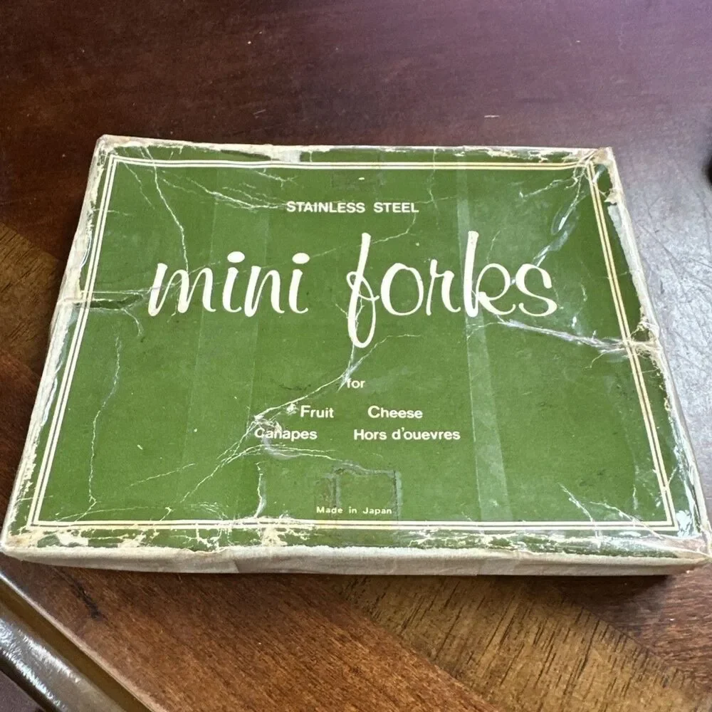 Vintage Mini Fork Stainless Steel With Decorative Handles Set Of 12 Appetizers